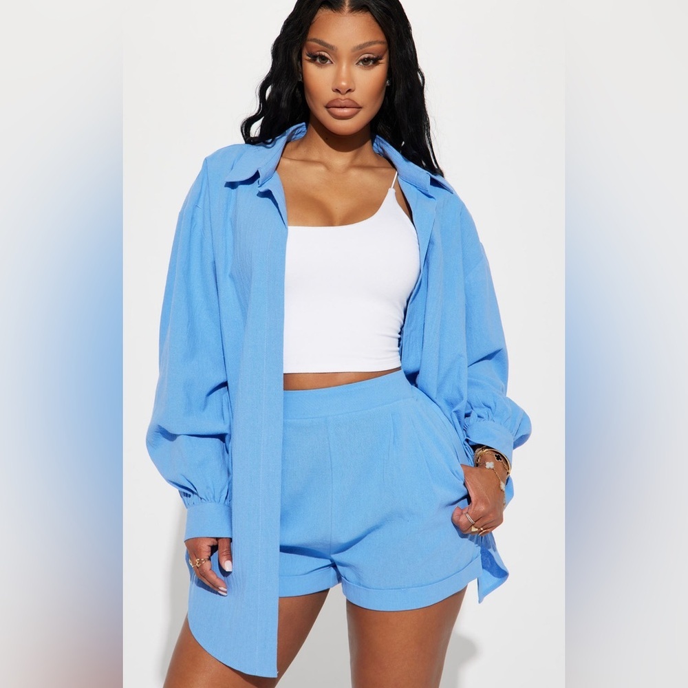 Fashion Nova Blue Two-Piece Set